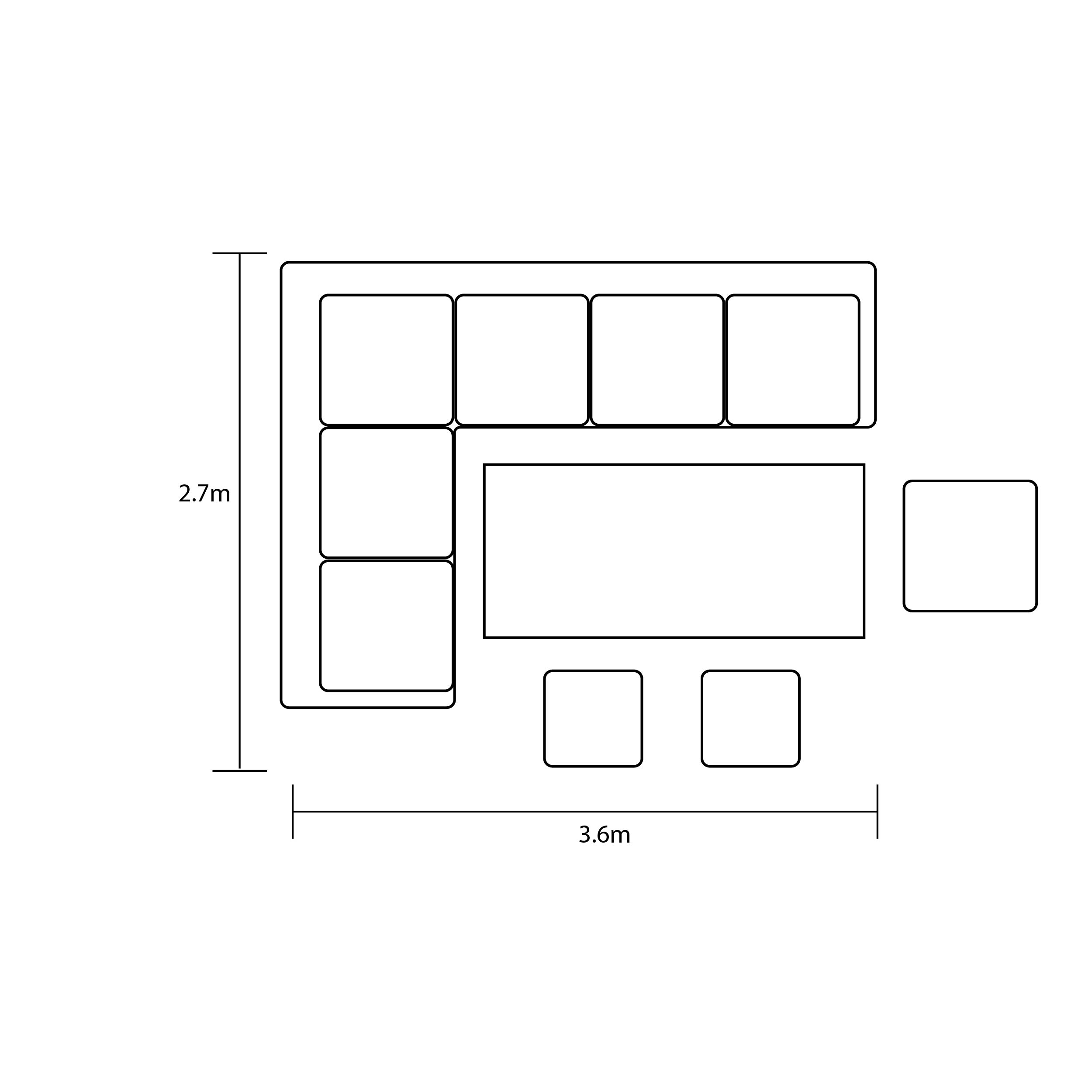 Orka Rectangular Casual Dining Set footprint